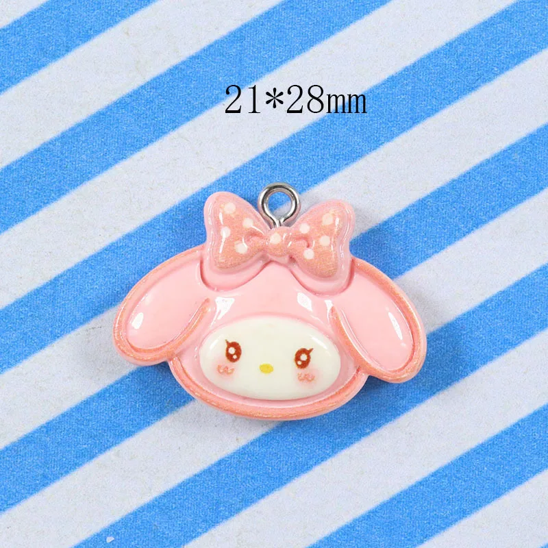 10pcs Sanrio Resin Cartoon Hello Kitty Pendant Cute Jade Mandarin Dog Kuromi Earrings  Key Chain Diy Accessories Wholesale