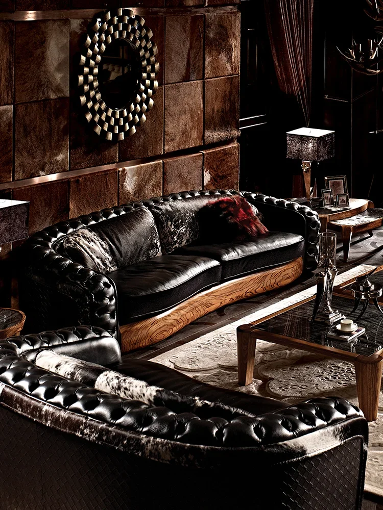 Italian leather sofa ebony furniture aesthetic high luxury museum K1