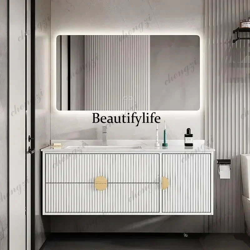 M183 Compact Bathroom Cabinet Vanity with Ceramic Rock Beam Integrated Sink Storage Combination Bedroom Vestidores Home Furnitur
