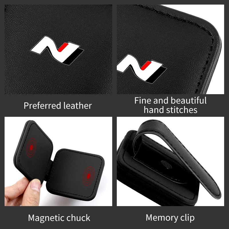 Car Eyeglasses Holder Sun Glasses Storage Clip Case For Hyundai N Line Performance I20 IX35 I30 Sonata Elantra Veloster Kona