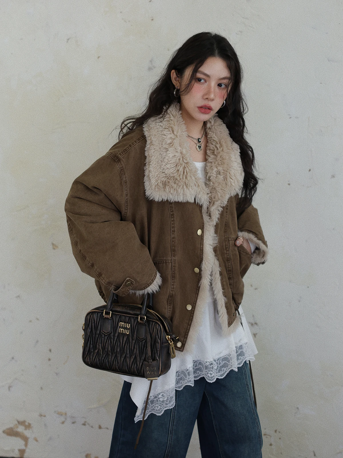 

Ретро-пальто с цветочным узором и меховым воротником для женщин, зимняя модная верхняя одежда, премиум-пальто для дам