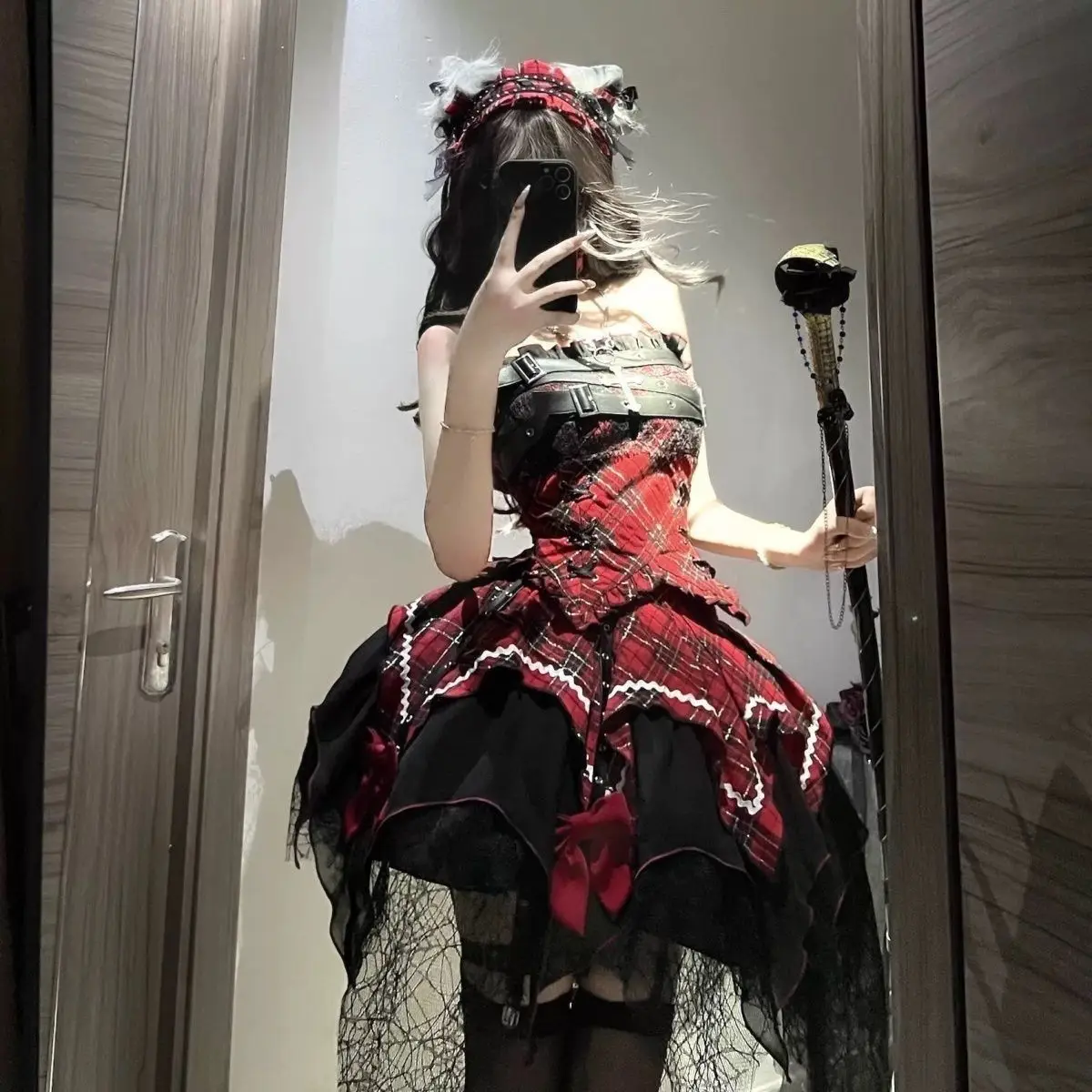 Coalfell Rock and Roll Dark Hot Girl Lolita Skirt Sets Sweet Spicy Y2k Irregular Gothic Skirt Slim Sling Top Two-piece Suit