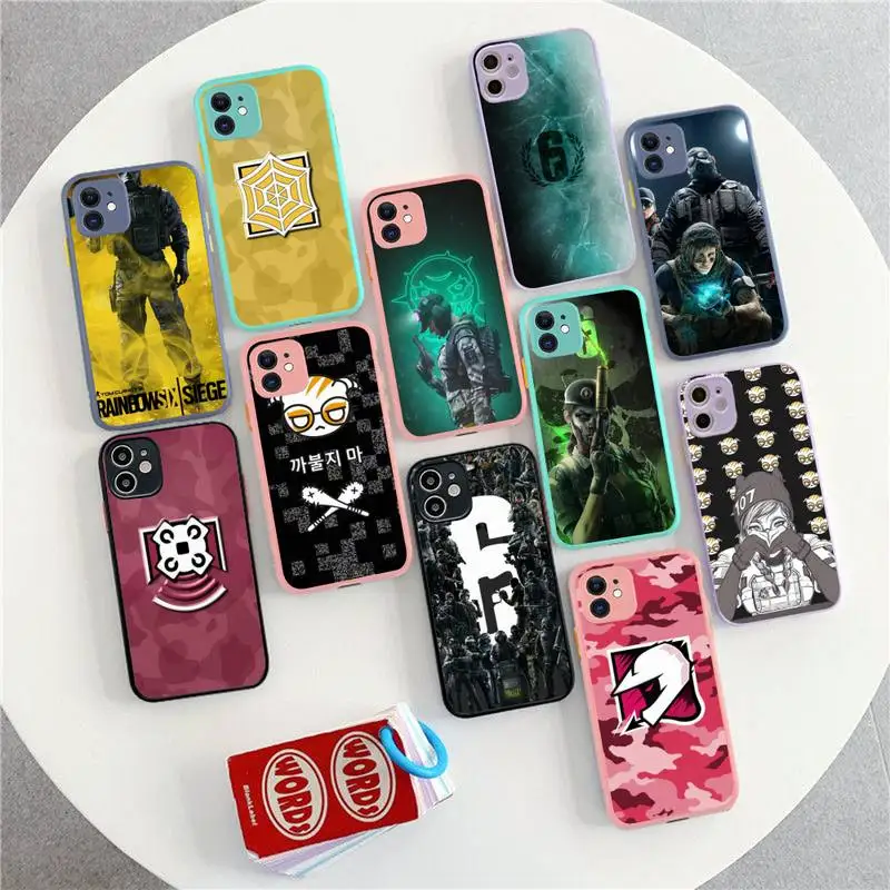 R-R6-R-Rainbows-Six-X-Siege Phone Case for iPhone 14 11 12 13 Mini Pro Max 8 7 Plus X XR XS MAX Translucent Matte Cover