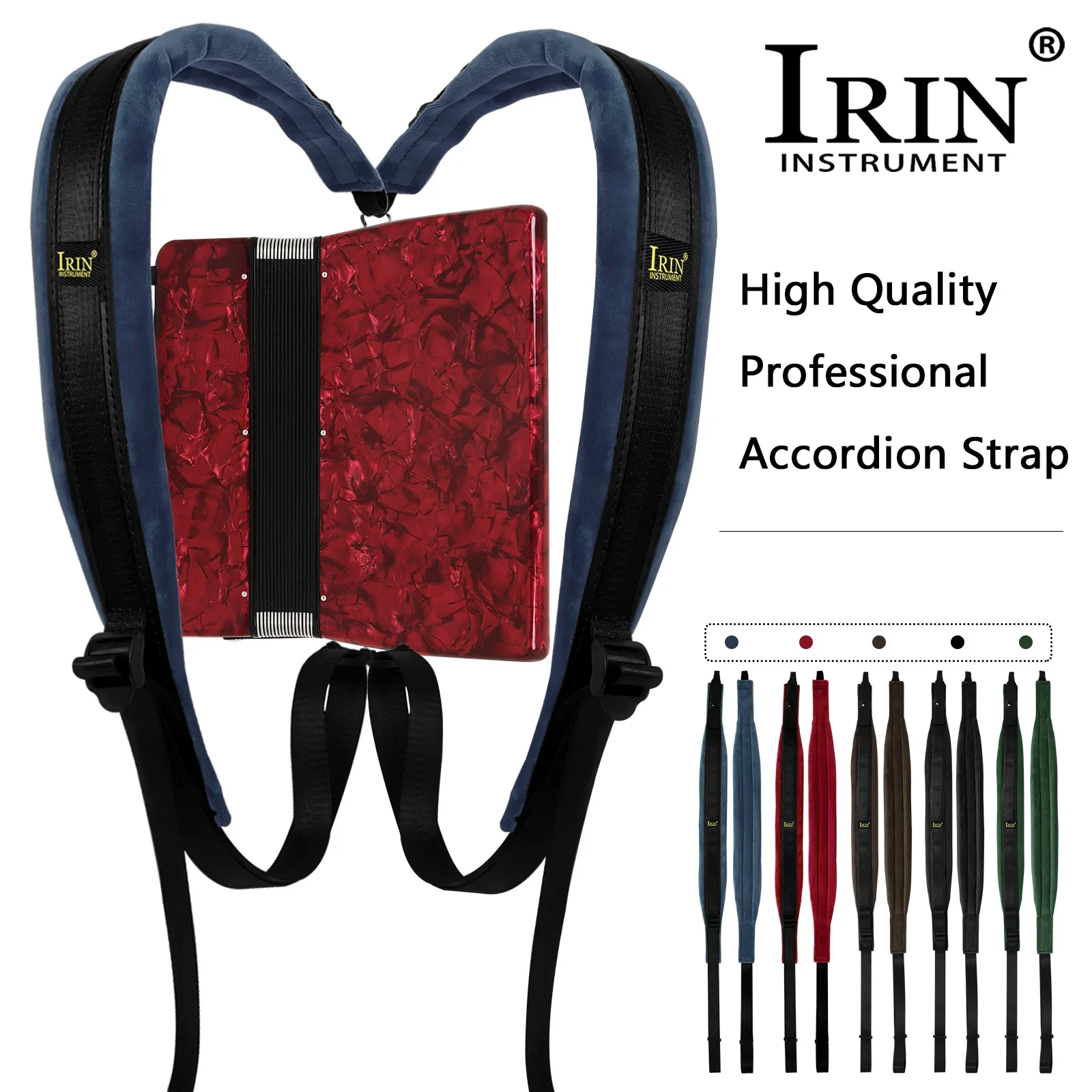 IRIN Accordion Strap 1 Pair Adjustable Soft Nylon Accordion Shoulder Straps Suitable for 8-120 Bass Accordion Accessories