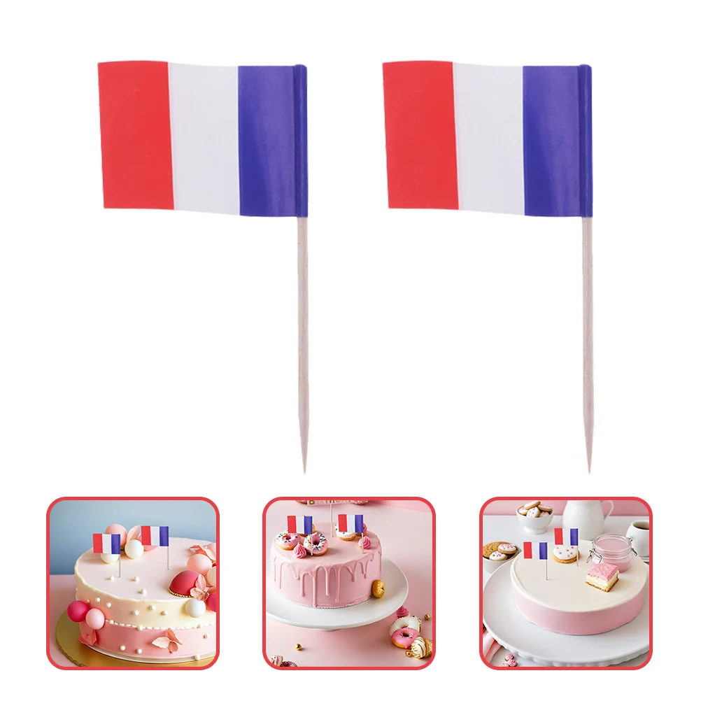 

100Pcs Flag Cocktail Picks stripe Flag-Shaped Cake Top Ornaments ppetizer Flags Toothpicks Fruit Dessert Decorative Food Picks