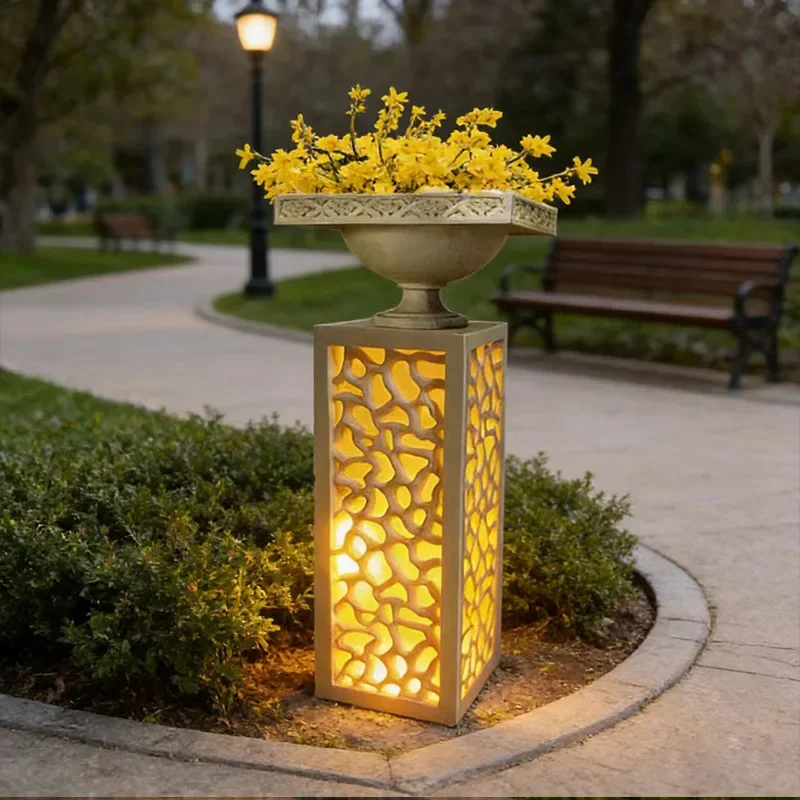 Garden European carved flower pot large diameter pillar outdoor courtyard villa flower pot wedding decoration art
