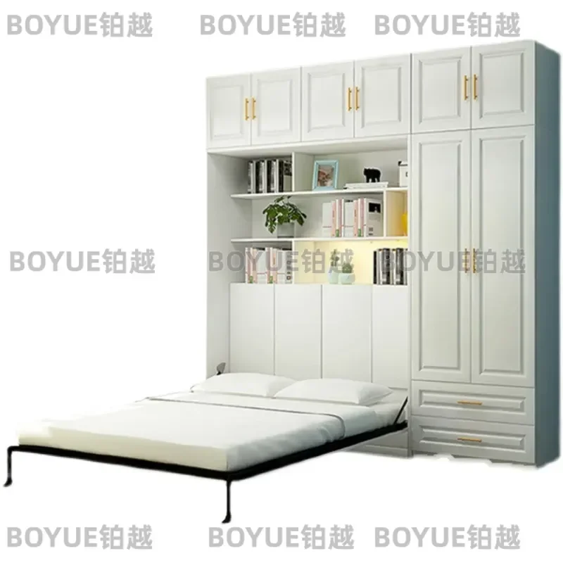 Modern Invisible Wall Bed Folding Murphy Bed for Small Apartment Balcony Multi Functional Space Saving Desk Wardrobe Combo view 6