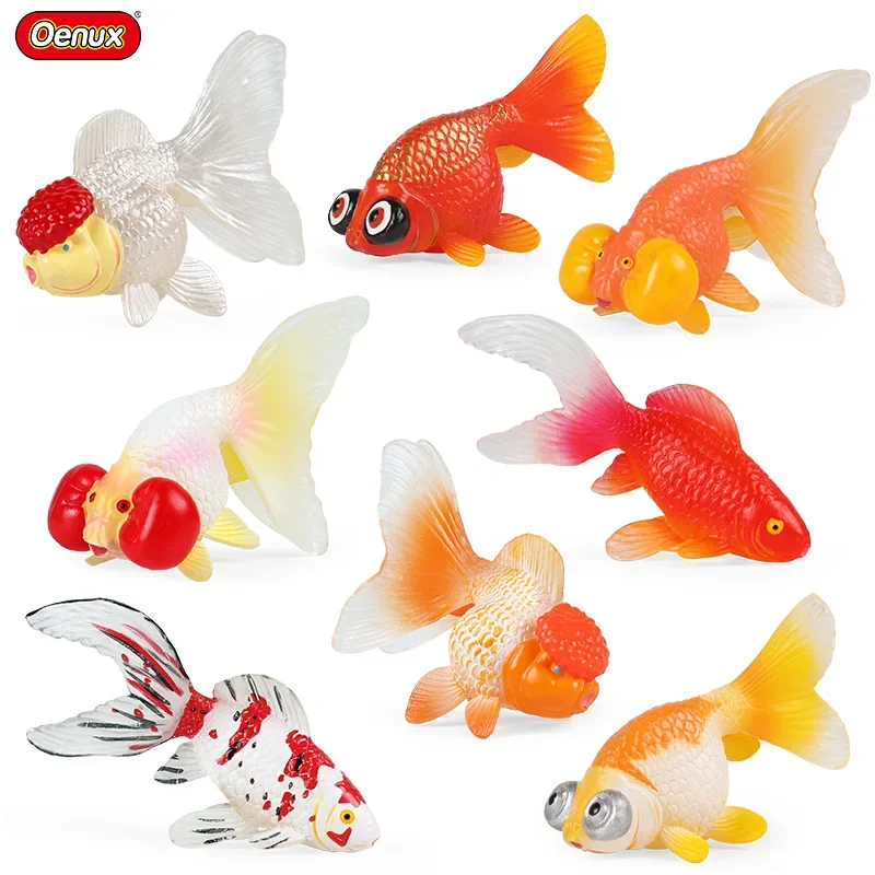 Simulated Marine Biological Model Goldfish Redhead Fish Vermilion Koi Action Figures Children's Cognitive Toy Fishtank Ornaments