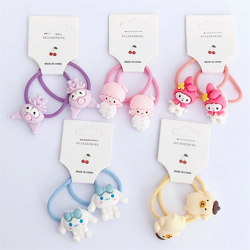 Gomas elásticas para el pelo para niña y mujer, 2 piezas, bonitos dibujos animados, cuerda para el pelo Kawaii, accesorios para el cabello, regalos