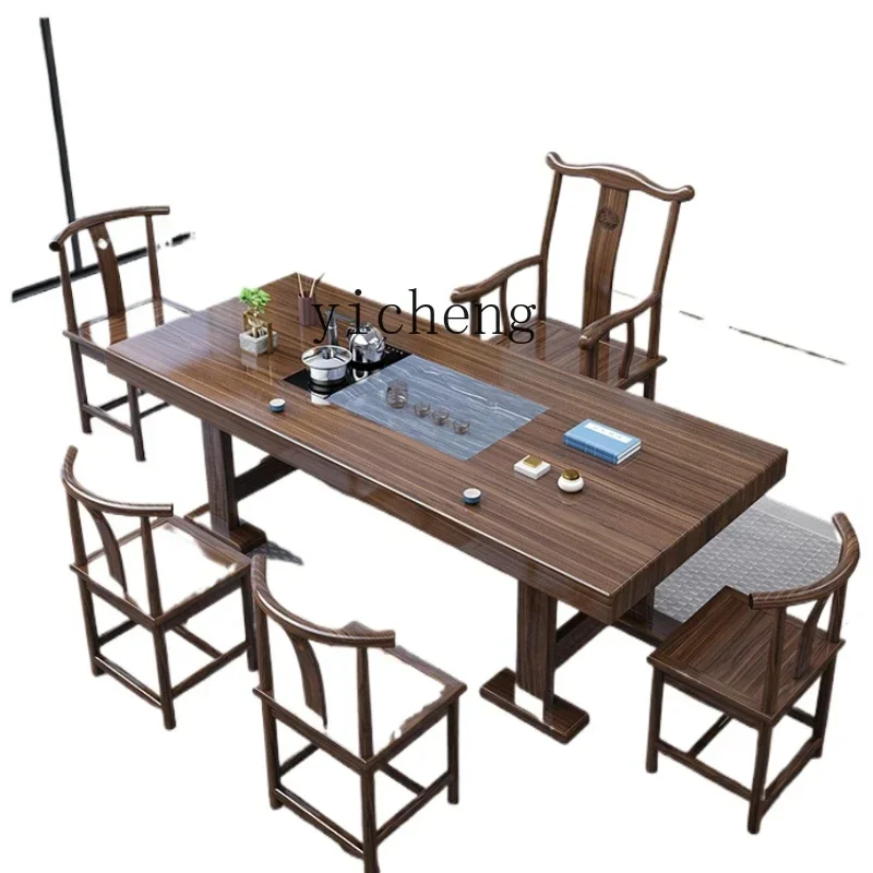 solid wood tea table and chair combination new Chinese office home set integrated coffee table tea table home accessories