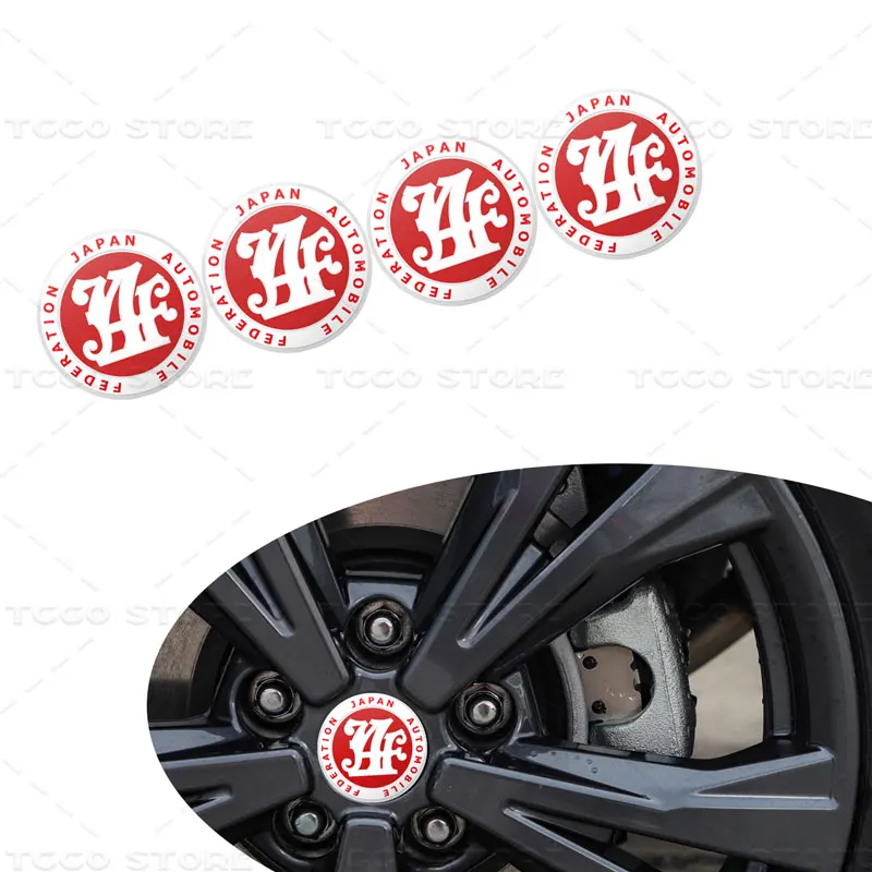 4pcs/Set 56mm Car Styling Japan Automobile Federation JAF Emblem Badge Car Wheel Hub Center Caps Rims Covers Sticker Decoration