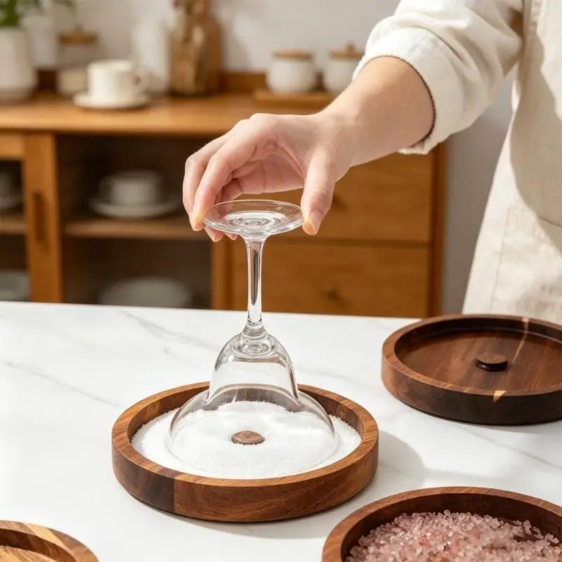Wooden Drink Seasoning Tray Set With 3 Compartments For Salt Sugar Lemon Juice Customizable Design Bar Tool 37JD