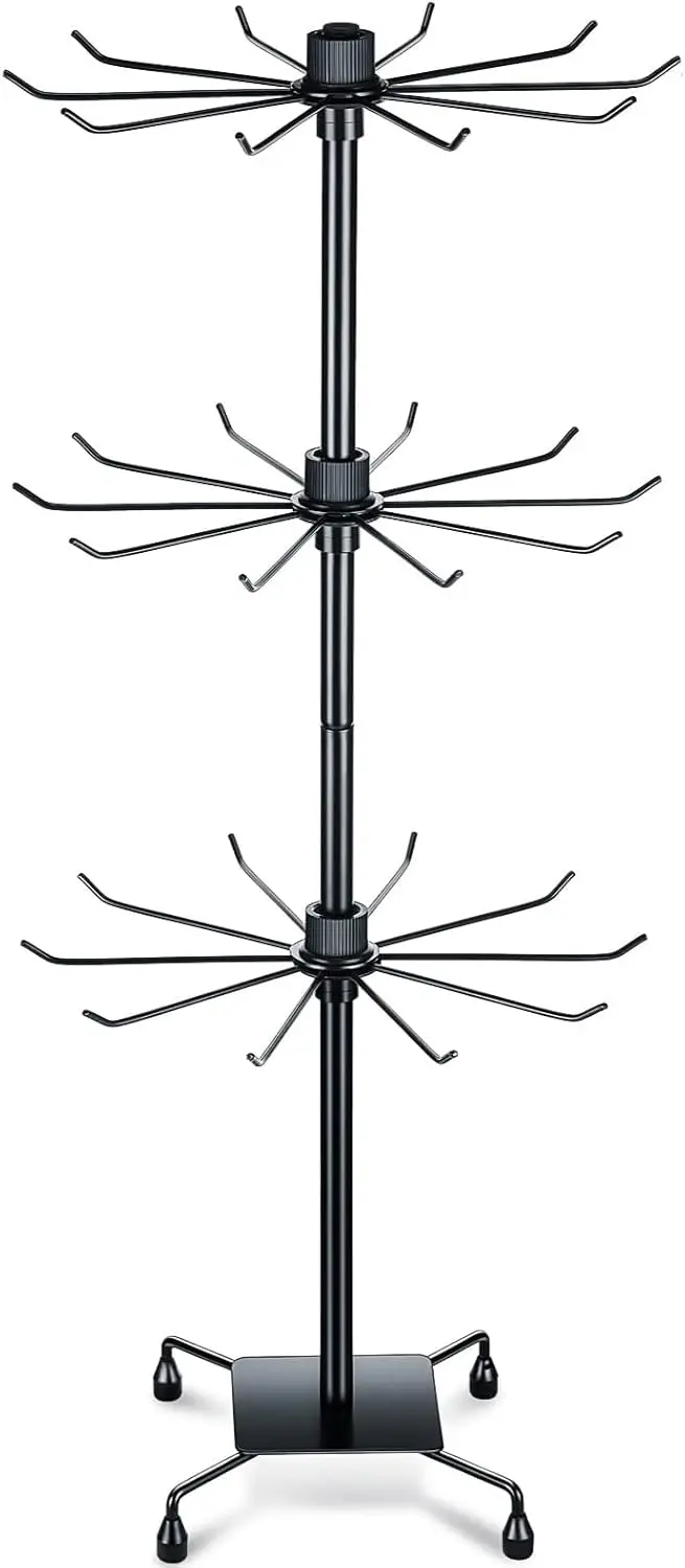 

3 Tier Spinner Display Rack, Metal Rotating Display Stand for Jewelry Keyring Hats Toys, Adjustable Retail Display