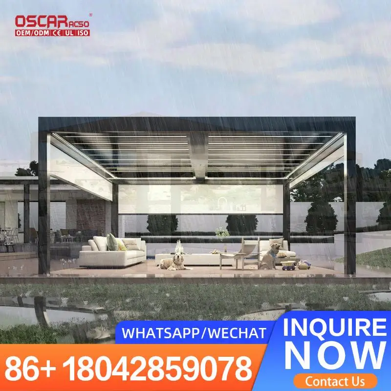 

Motorized Automatic Systems Easy Fast Setup Aluminum Structure With Adjustable Louvers Outdoor Patio Garden Backyard Use Pergol