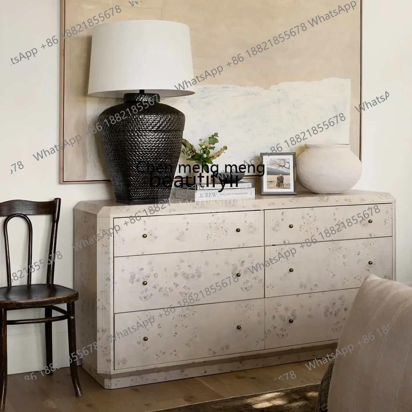 ss8350 American retro six-chest cabinet multi-functional bedside drawer cabinet decorative cabinet against the wall