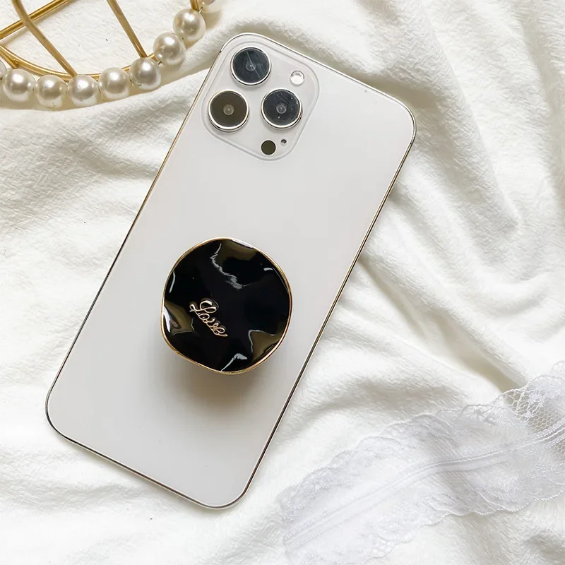 Fashion Phone Holder 3D Finger Grips Sockets Tok Grip Luxury Popular Simple Metal LOVE Mobile Desktop Lazy Ins Korea