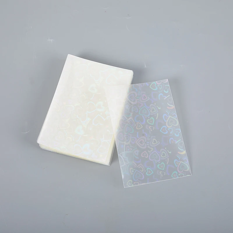 50Pcs/pack Glittery Love Heart Laser Kpop Idol Photocard Card Sleeves Photo Cards Protective Storage Bag