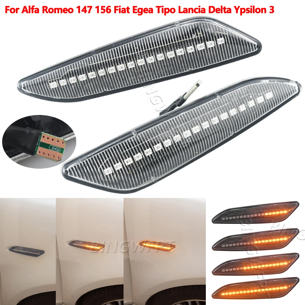 1 Pair LED Dynamic Side Marker Light Arrow Turn Signal Blinker Lamps For Alfa Romeo 156 147 For Fiat Tipo Lancia Delta 3 Ypsilon