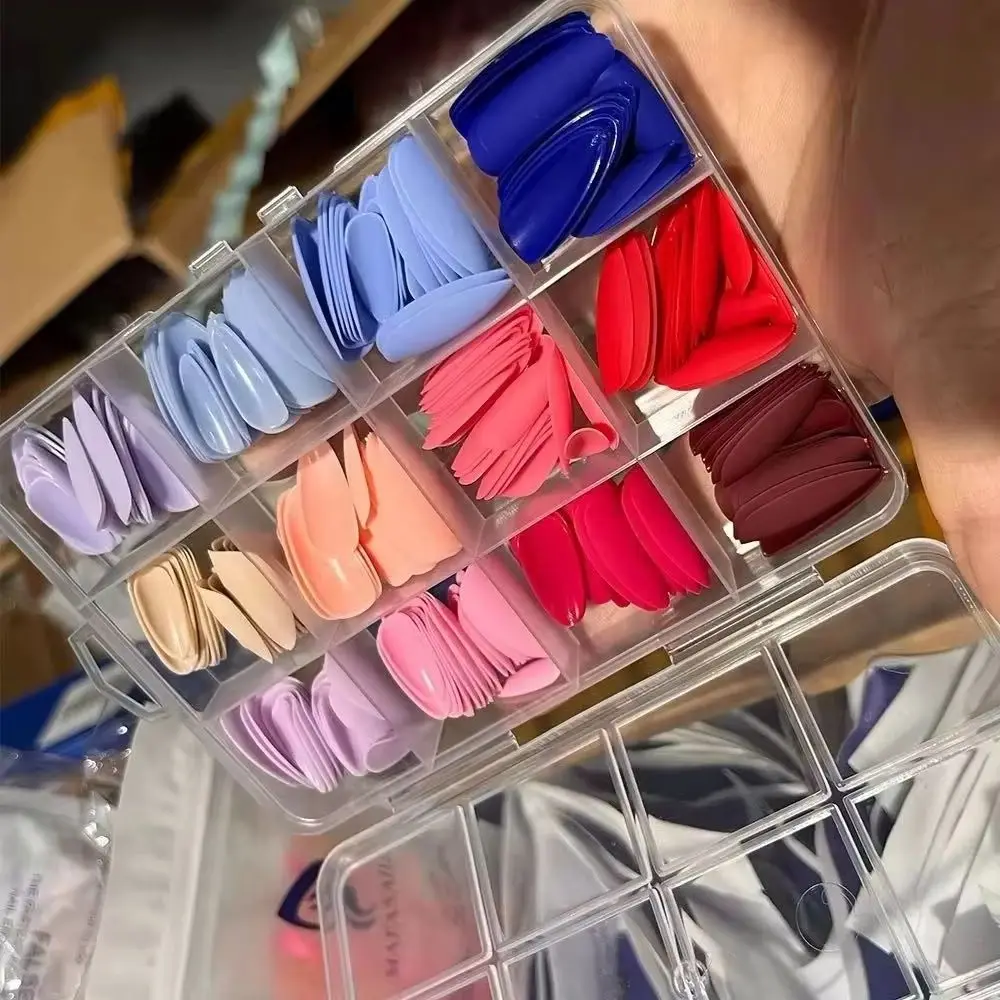 

288Pcs Frosted Matte Medium Almond False Nails Mixed Color Full Cover Fake Nail Tips Extension Stiletto Wearable Press on Nails
