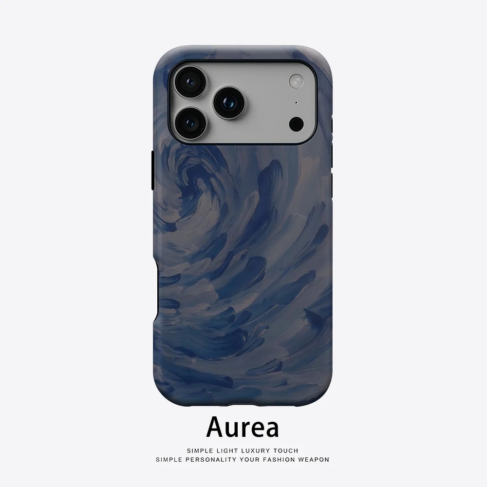 Blue Swirl Handyhülle für magnetische Handyhülle für iPhone 17, 16, 15, 14, 13, Pro Max Plus, einzelne doppelschichtige robuste Hülle