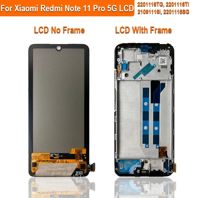 6.67\'\' Super AMOLED LCD For Xiaomi Redmi Note 11 Pro LCD Touch Screen Digitizer Assembly For Redmi 21091116I, 2201116SG Display