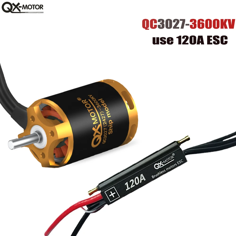 QX-MOTOR QC3027 2427 Brushless Motor 2800kv 3600kv 3800kv use QX-MOTOR 120A ESC for RC Car Ship Model