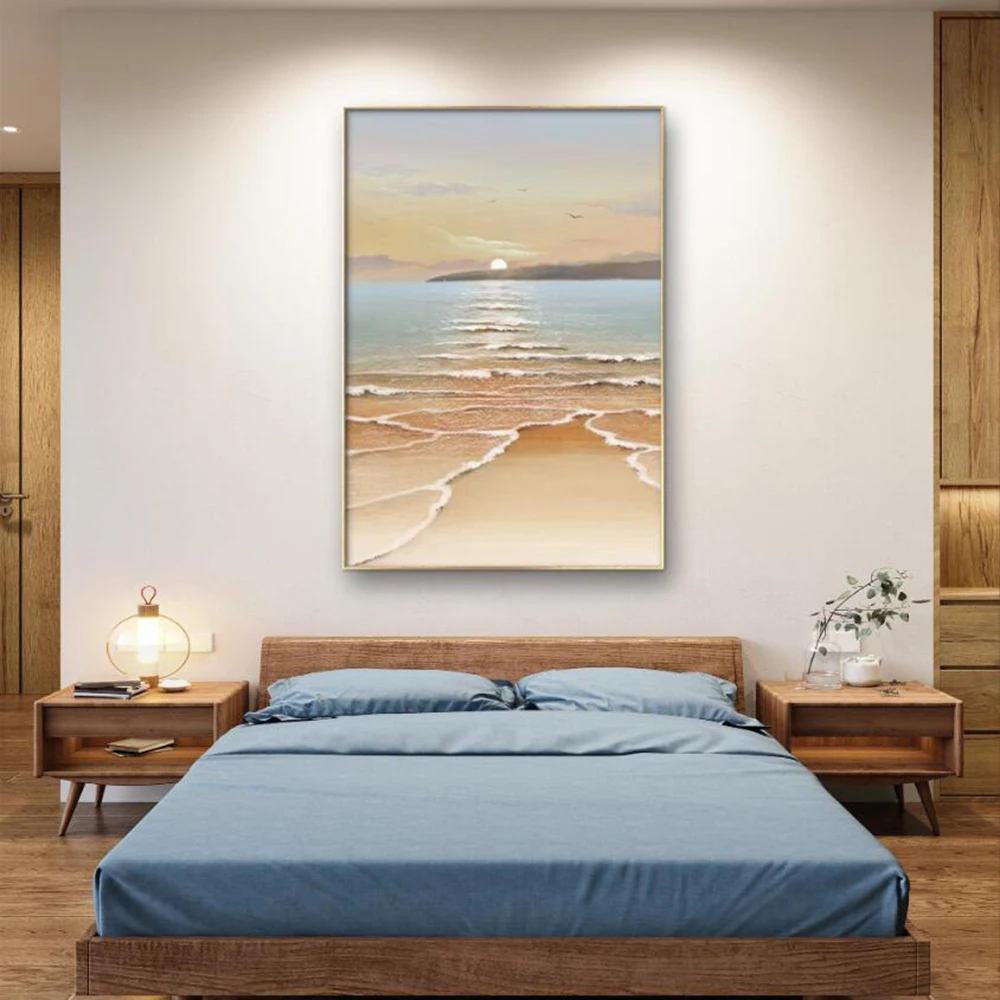 Hand Painted Oil Painting Large Sea Oil Painting Handmade Blue Sea Landscape Abstract White Wave Painting Textured Sea Painting