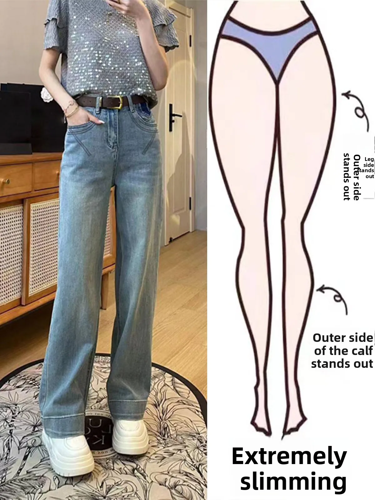 

High Waist Wide Leg Jeans Women's Straight Cut Retro Versatile Long Pants Summer New Arrival Faionable plus Size Denim