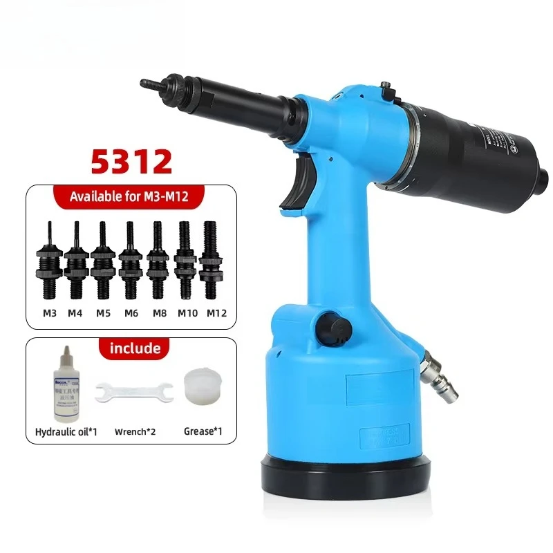 RL-5312 Pneumatic Rivet Nut Gun M3-M12 Easy Operation Riveting Tool Efficient Pull Force Air Riveter Energy Saving