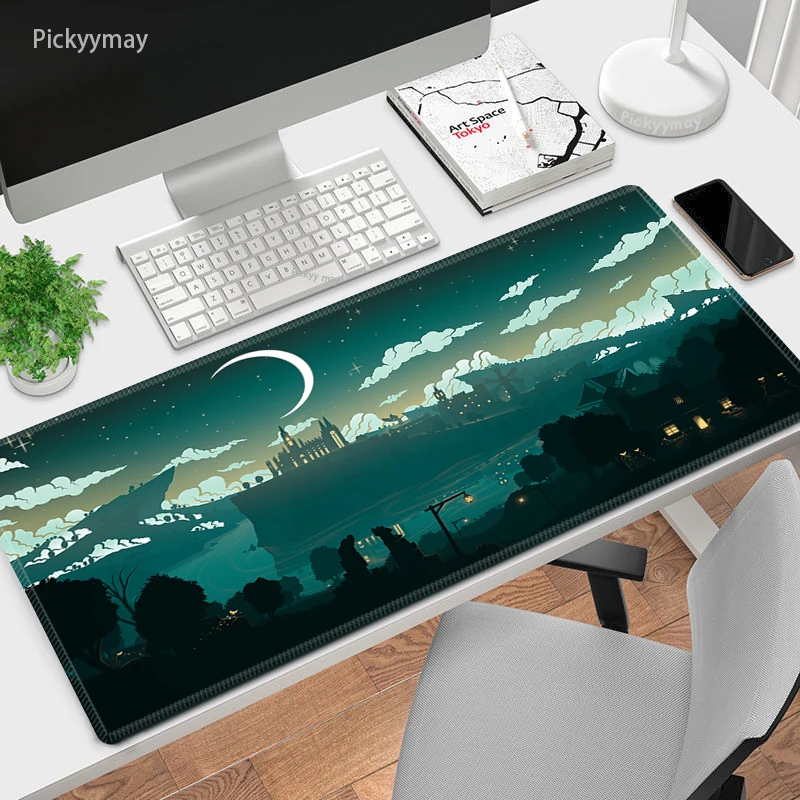 

900x400 Mouse Pad Keyboard Deskpad Gamer Rug Office Fantasy Night Gaming Mousepad XXL Computer Table mats Carpet Art Desk Mat