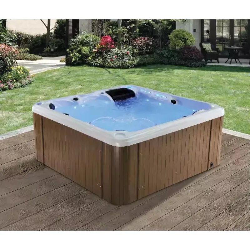 White Acrylic Modern Outdoor Spa Rectangle Computer Controlled Balboa Massage Bathtub 5 Person Swim Spa
