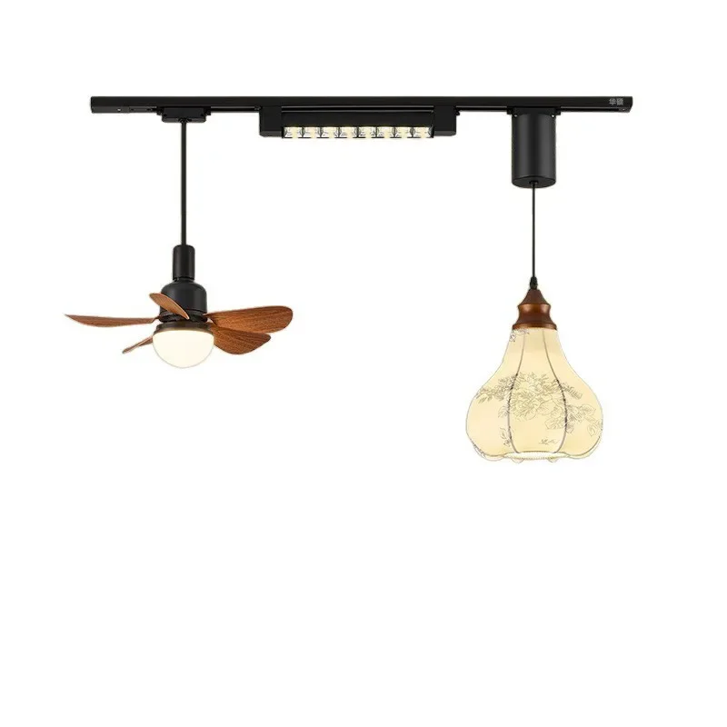 Lámpara de araña móvil de estilo medieval francés para comedor, lámpara de techo con ventilador de viento estilo wabi-sabi y protección ocular, diseño estético de la dinastía Song.