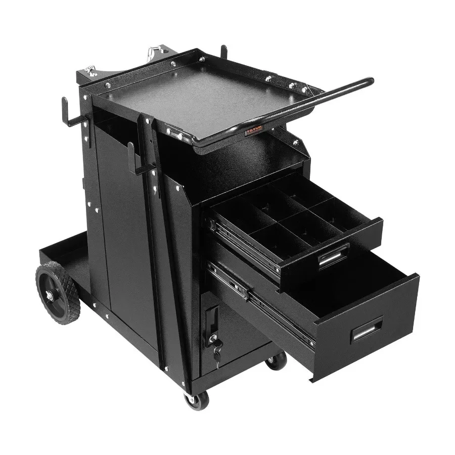 عربة لحام 2 درج عربة لحام شديدة التحمل وخزانة قابلة للقفل تحميل 350 رطلاً