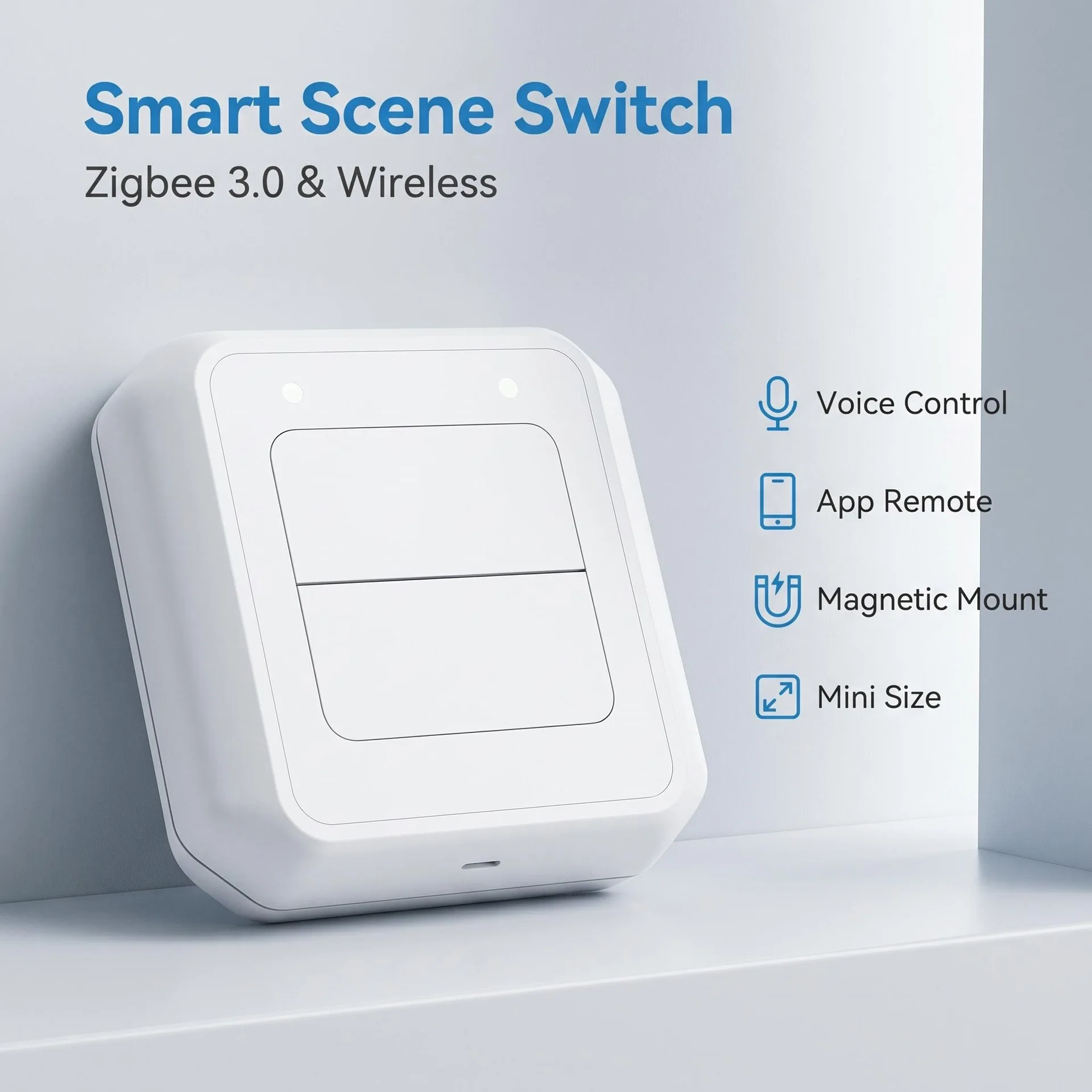 Tuya ZigBee Smart Scene Switch 2Button Portable Wireless Lighweight Design Scenario Remote Control Automation Battery Powered