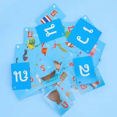 45 szt. Tajska Słownictwo - Karty Edukacyjne dla Maluchów, Karty do Nauki Języków dla Przedszkolaków, Gry do Nauki Literowania, Gry Edukacyjne