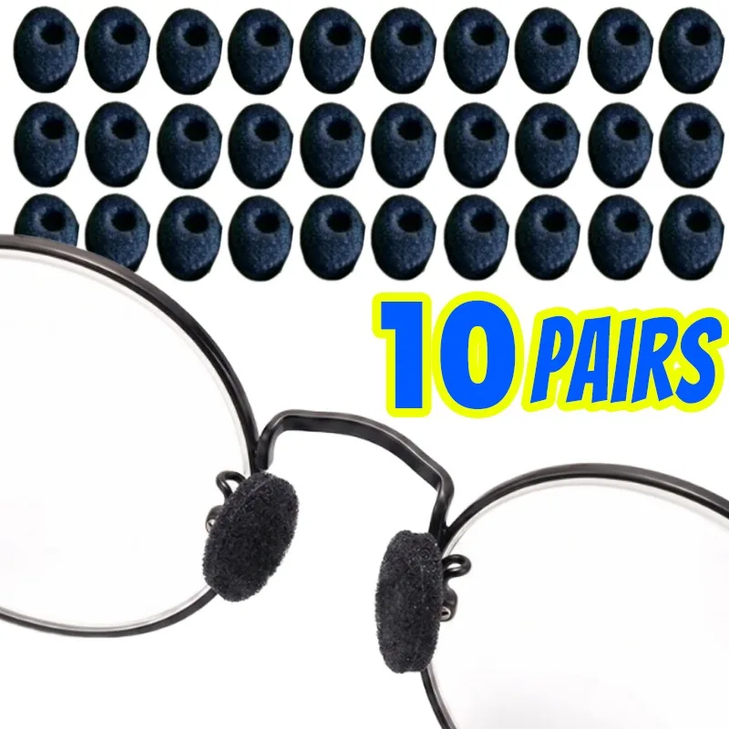 1/10pairs Soft Glasses Nose Pads Anti Slip Sponge Eyewear Black Nose Pad Cushions Pressure Relief Comfortable Glasse Accessories