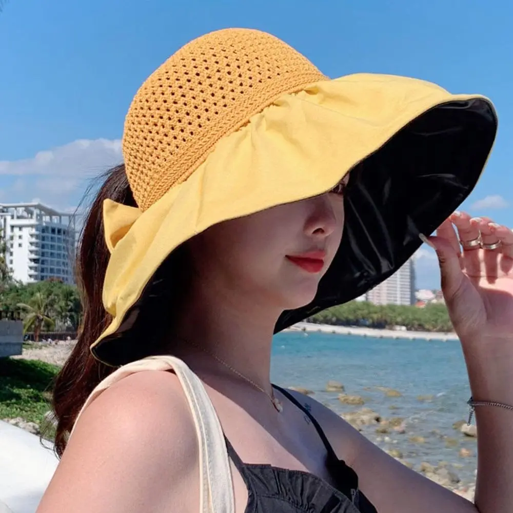 New Summer Women Bucket Hat UV Protection Sun Hats Soft Foldable Wide Brim Outdoor  Fashion Beach Hat Panama Cap