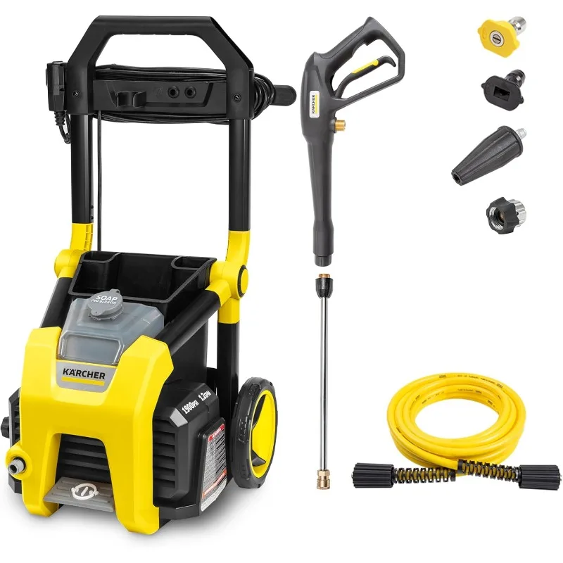 K1900PS Max 2375 PSI Electric Pressure Washer with 3 Spray Nozzles - Great for cleaning Cars,  Fencing and more - 1.2 GPM