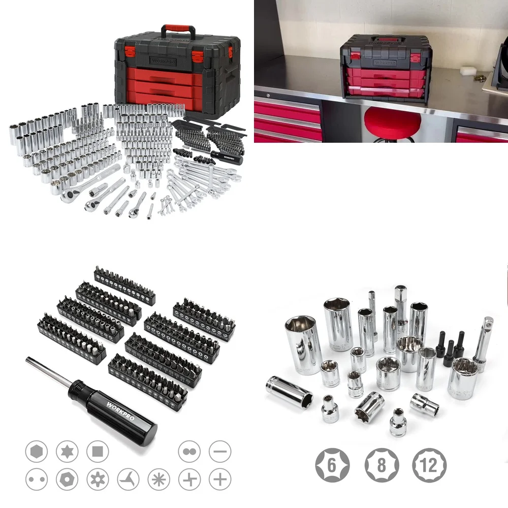 

Hand Tool Sets450 Pcs Complete Mechanic Tool Set Metric and Imperial Socket Wrench Kit 1 2 1 4 3 8