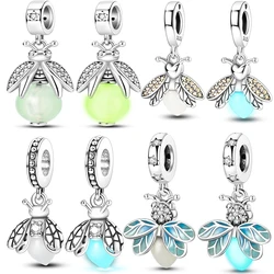 Fit Original Bracelet 925 Sterling Silver Glowing Firefly Charms Pendants For Women Jewelry Making Gift