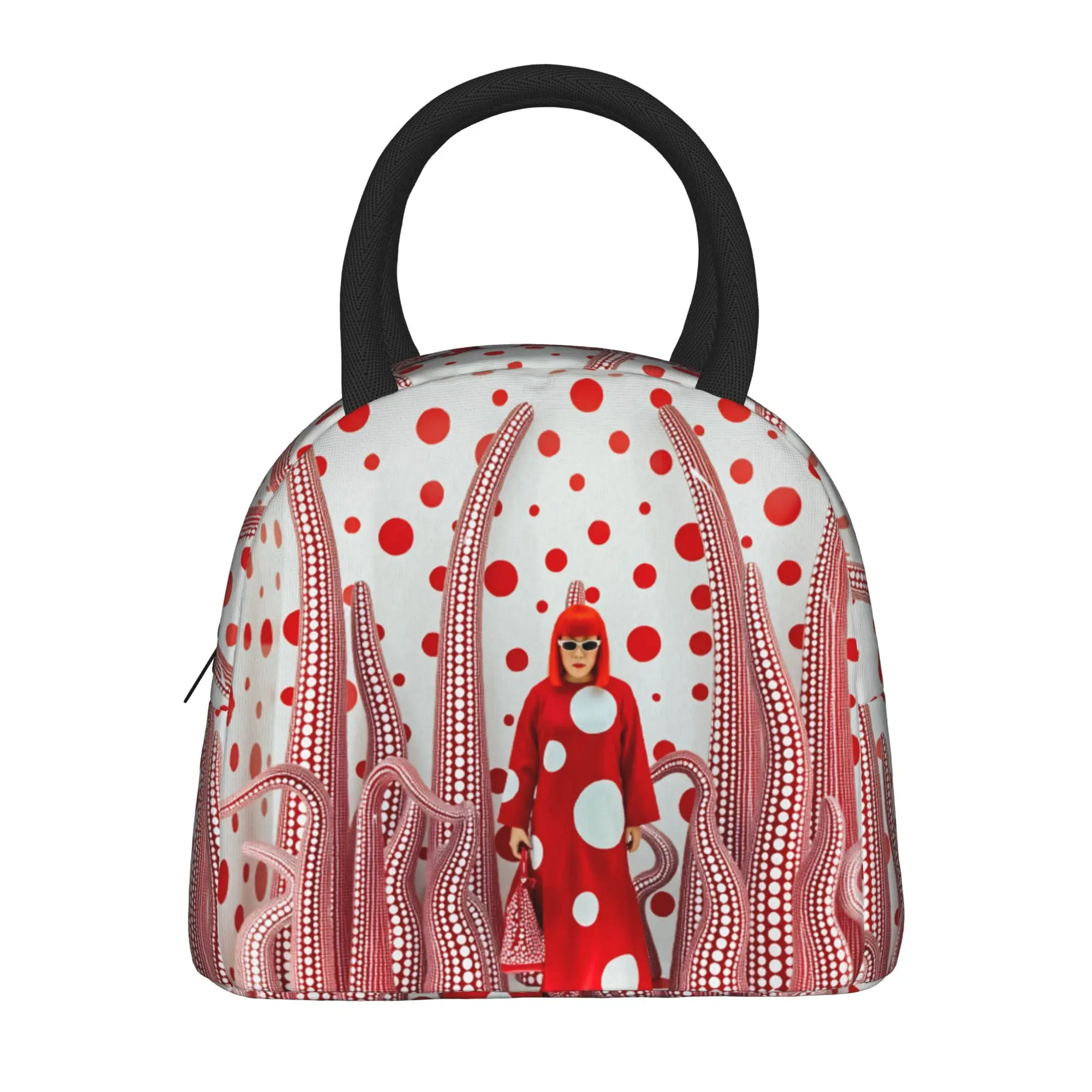 Yayoi Kusama Abstract Face Lunch Bag Japanese Artist Fun Lunch Box School Thermal Lunch Bags For Child Oxford Cooler Bag