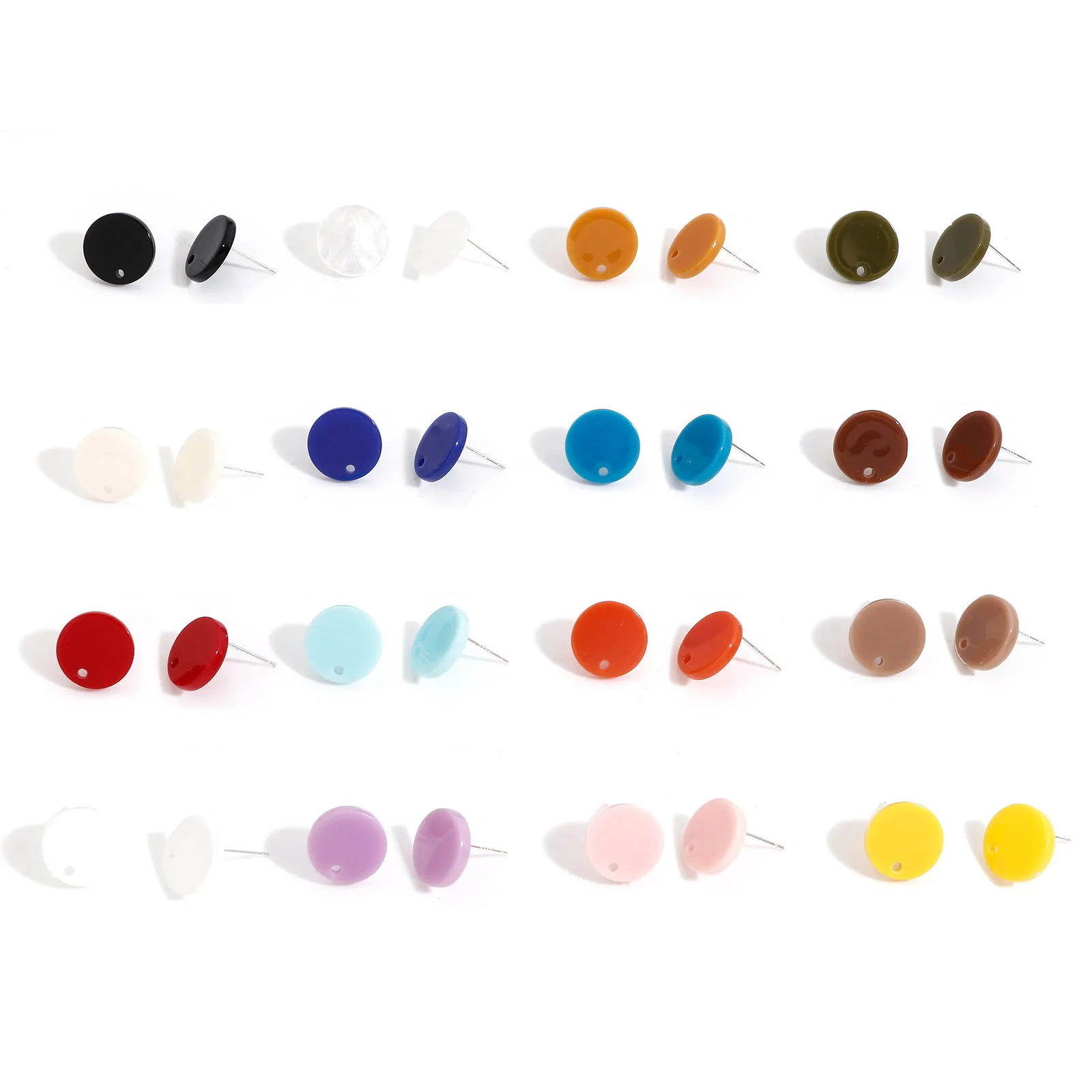 

8SEASONS Multicolor Acrylic Round Ear Post Stud Earrings Findings With Hole Diy Women drop Earrings Accessories 14mm Dia. ,10PCs