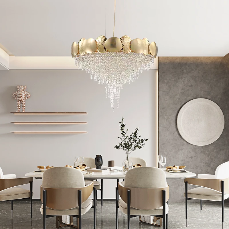 

Italian K9 Crystal Pendant Lights Luxury Gold For Bedroom Living Dining Room Kitchen Nordic Round Crystal Hanging Chandelier