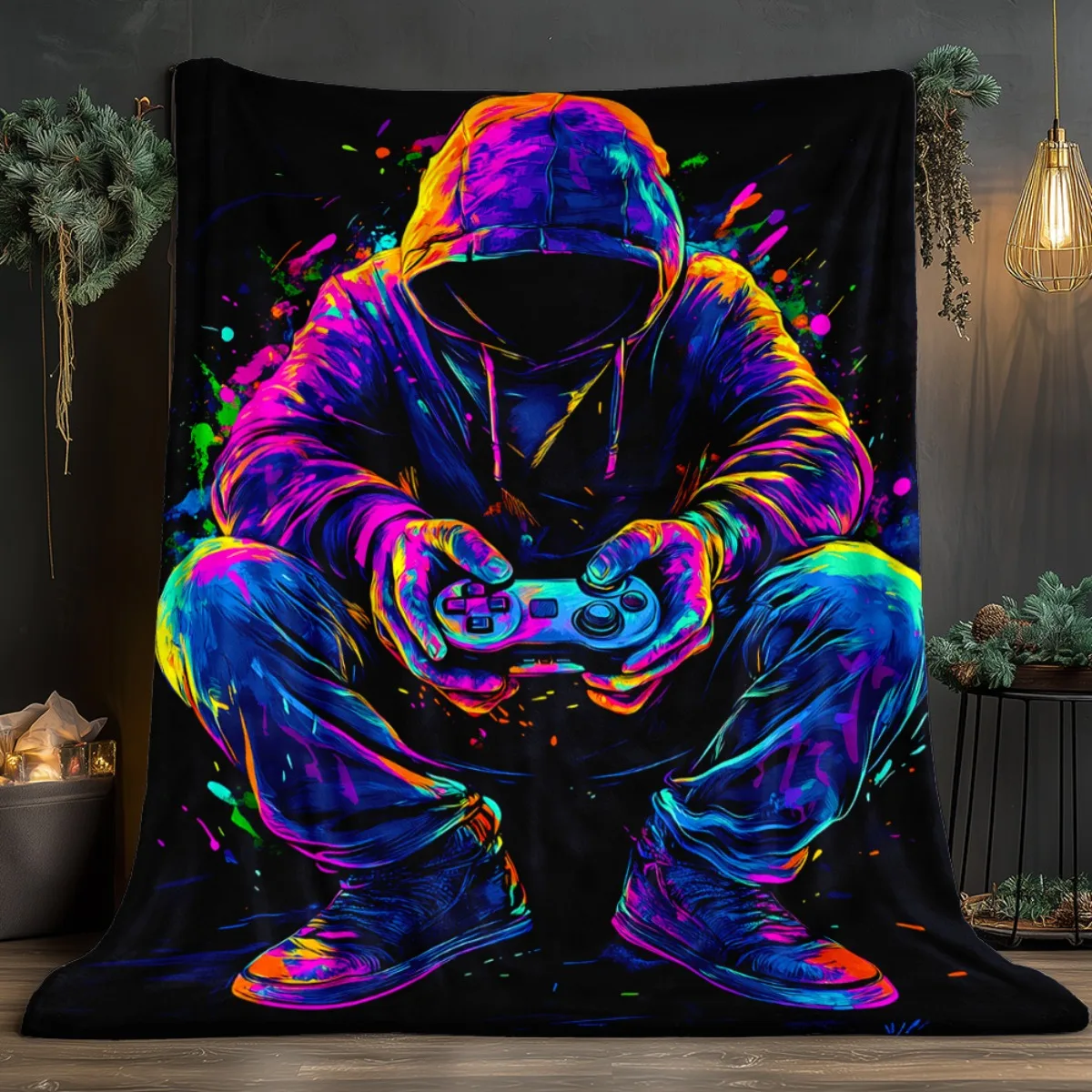 Painting game enthusiasts Flannel printed blanket suitable for all seasons suitable for living room office sofa and travel