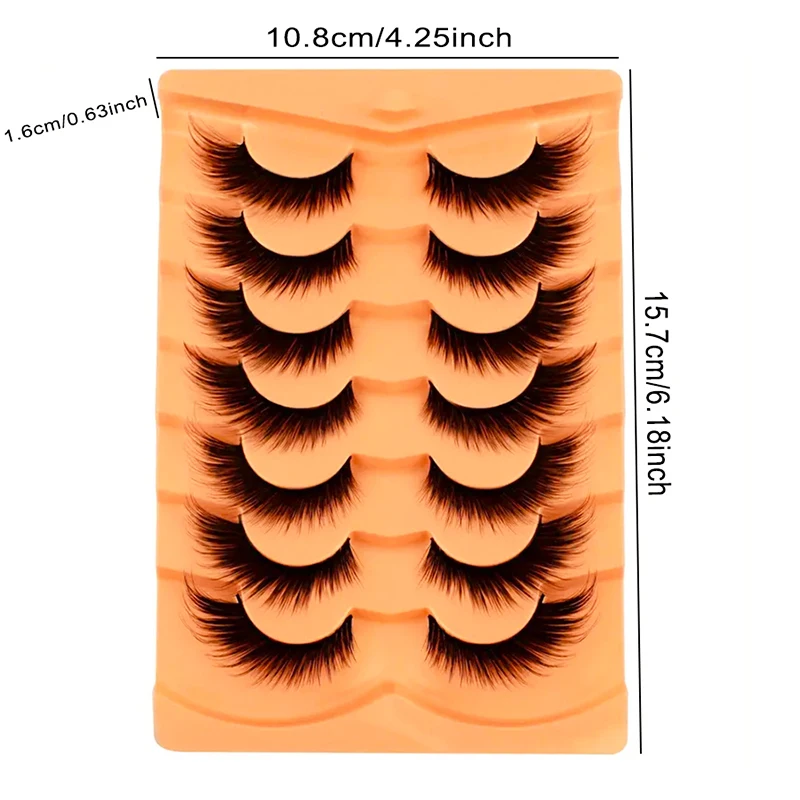 翼付きマンゴーまつげ 7 組、アイライナー効果と自然な外観、6D シルクまつげ