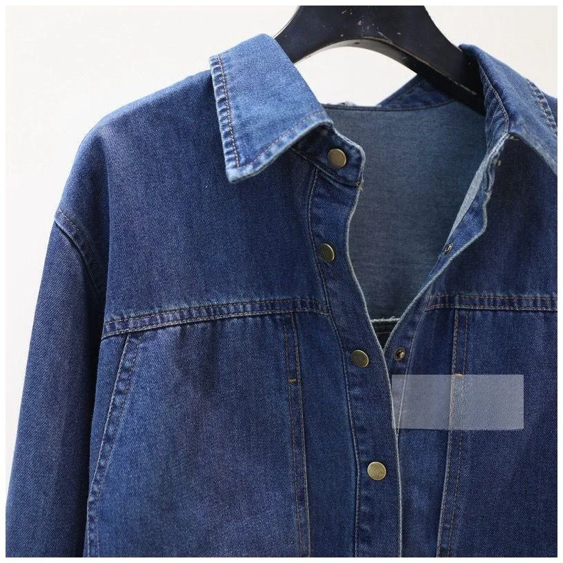 Jaqueta jeans retrô azul profundo emprestada fena estilo curto solto primavera outono nova chegada estilo hong kong jaque...