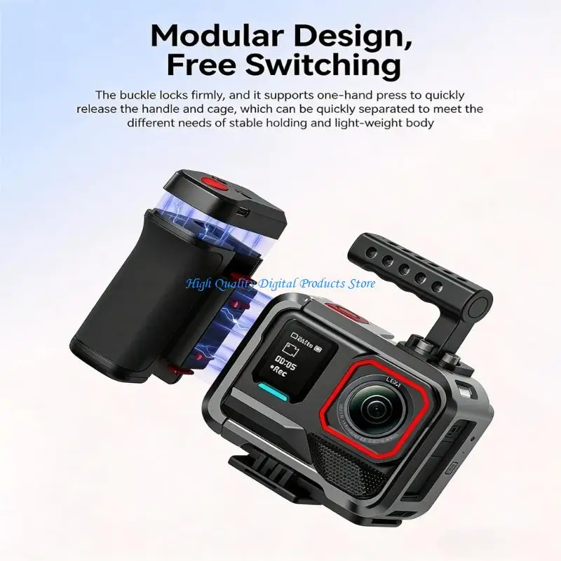 

U2JE Quick Release Camera Handle With Shutter Button Bluetooth-compatible Street Grip Holder Replacement for Action 6