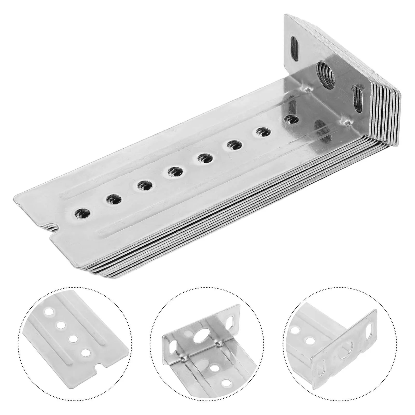 

10pcs Drawer Slide Mounting Brackets Long Keyboard Rail Hardware Extended Design -Shaped Bracket Bottom Support Widened
