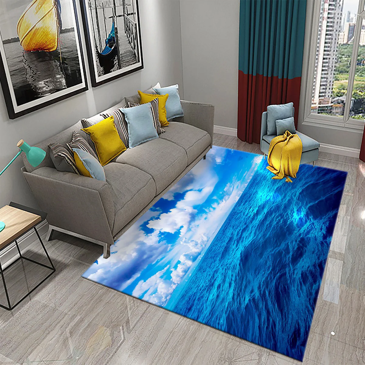 

Ocean Beach Sky Carpet for Living Room Bedroom Decor Soft Cozy Floor Carpet Bathroom Kitchen Anti-Slip Door Mat Decor Area Rugs