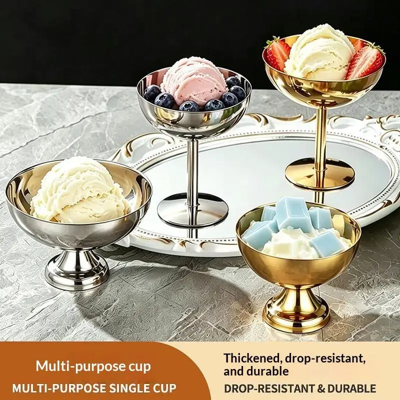 1pc Heavy Duty Stainless Steel Dessert Cups Bowls Suitable For Ice Cream Mousse Fruit Salads Pies Cakes